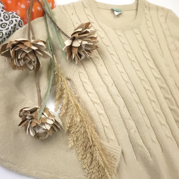 Sara Morgan Elegant Cream Knit Sweater Dress Sz Mp - Picture 3 of 9